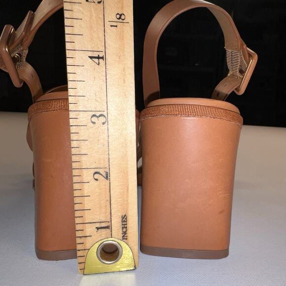 Tory Burch Delaney Embellished Sandal Camel Brown Tortoise Crystal Size 7.5M - Picture 11 of 11